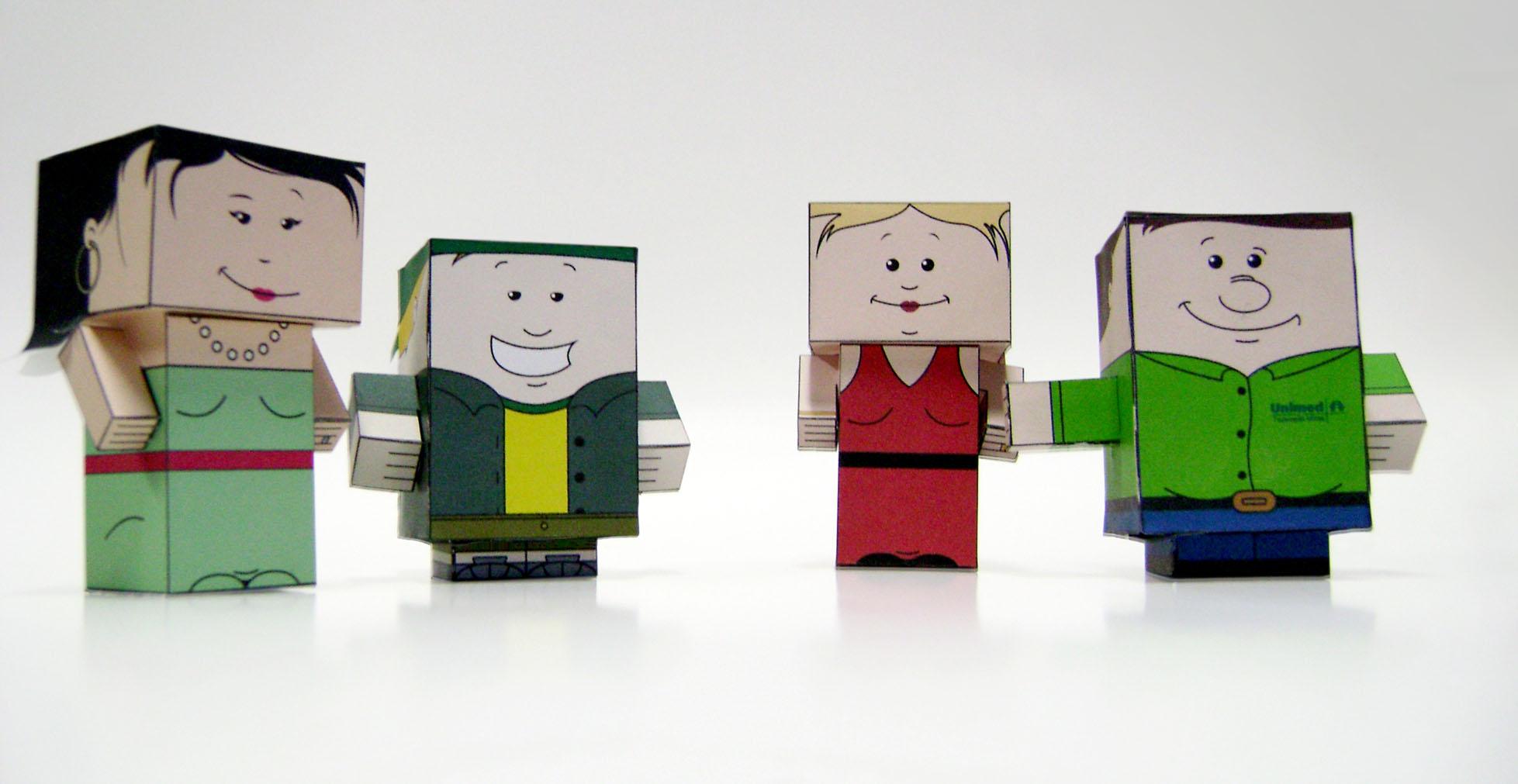 Paper Toys Modernos Criativos montado servindo de exemplo para as pessoas criativas