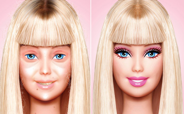 Barbie com e sem maquiagem Fotos: Reprodução