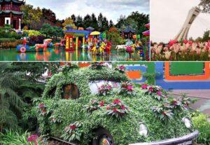 Show.....no Jardim Botânico de Montreal, uma explosão de cores. E os tons não vêm apenas das flores. O local reúne objetos de todos os tipos: estufas, esculturas que imitam cavalinhos e outros elementos que formam um cenário lúdico. Tem até uma plantação sobre o capô de um fusca... 