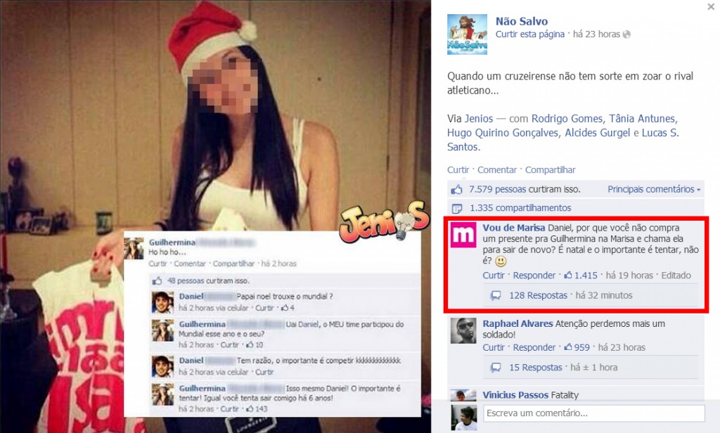 Marisa dá conselho à internauta no Facebook