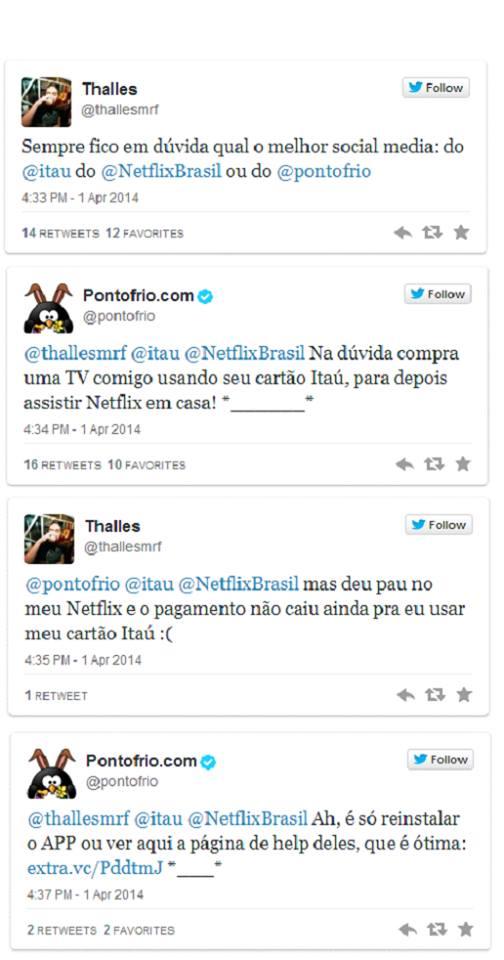 Ponto Frio, Netflix, Itaú, McDonald e Coca-Cola conversam no Twitter