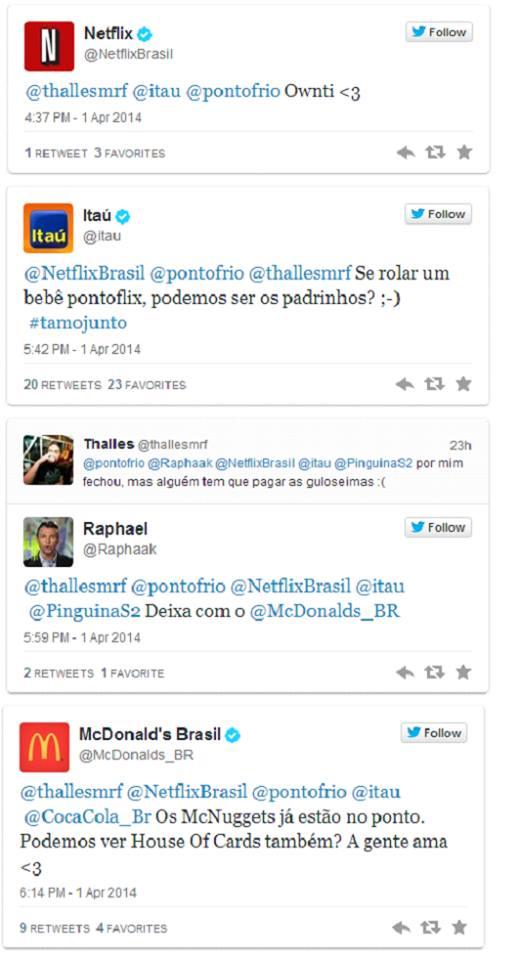 Ponto Frio, Netflix, Itaú, McDonald e Coca-Cola conversam no Twitter