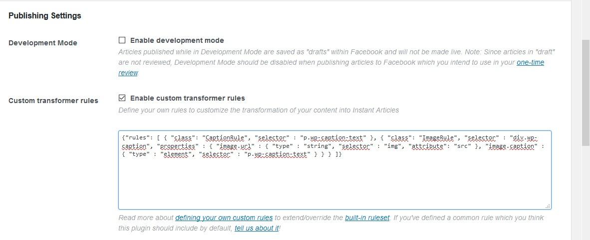 Custom transformer rules