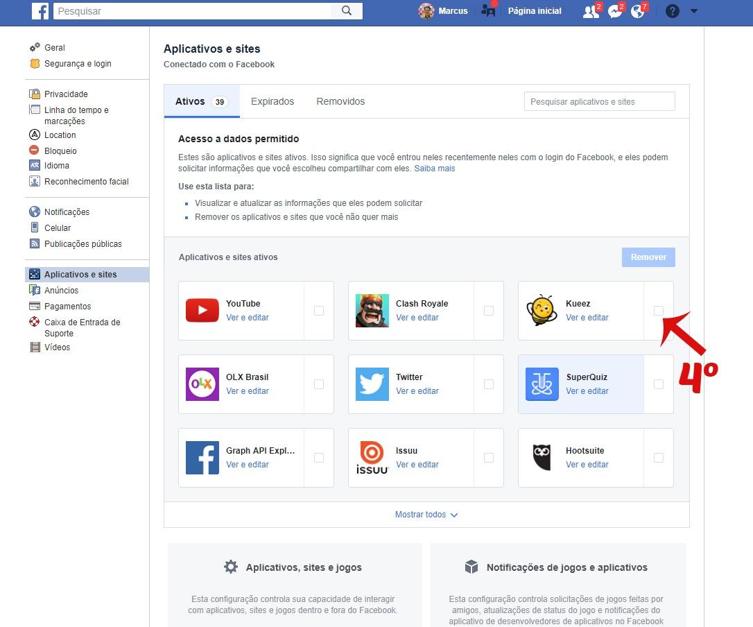 Como remover aplicativos instalados no Facebook