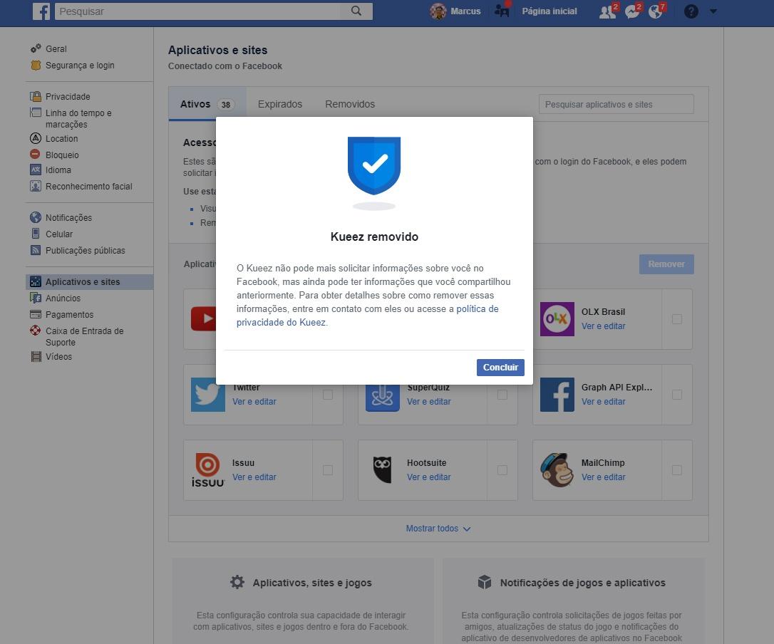 Como remover aplicativos instalados no Facebook