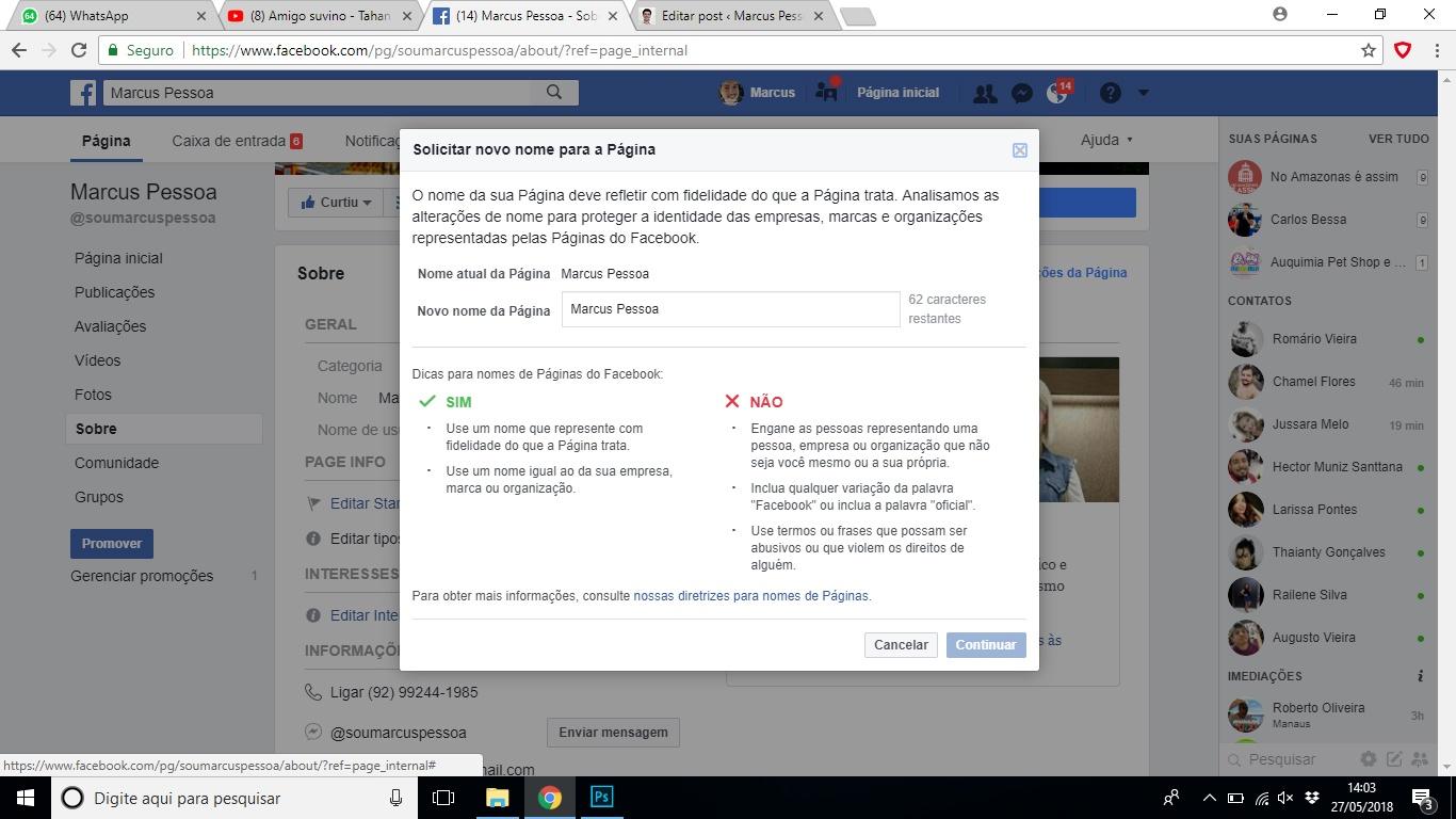 Reprodução Facebook / Marcus Pessoa