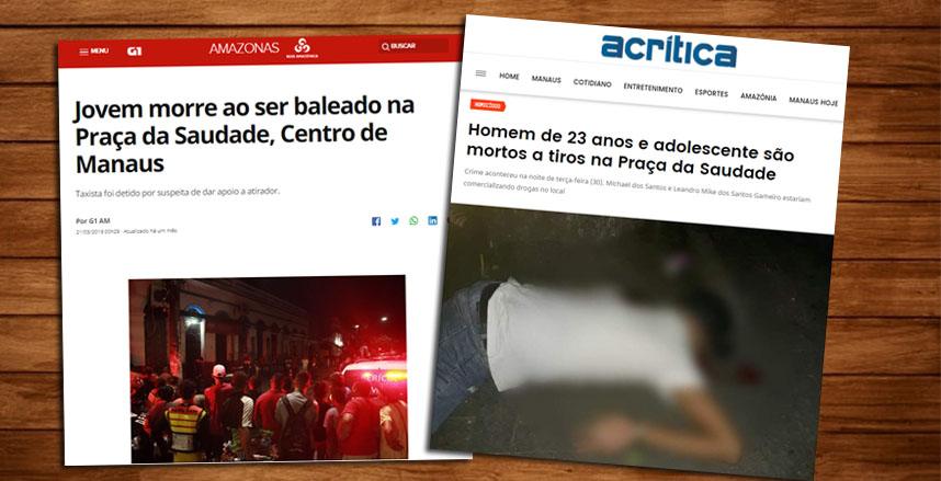 Crimes recentes na Praça da Saudade em Manaus