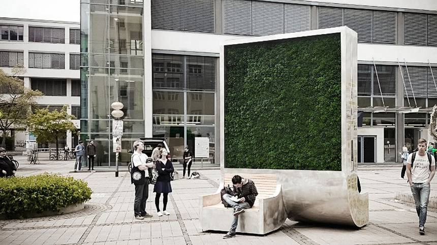 Banco da CityTree é capaz de filtrar o ar como 27 árvores