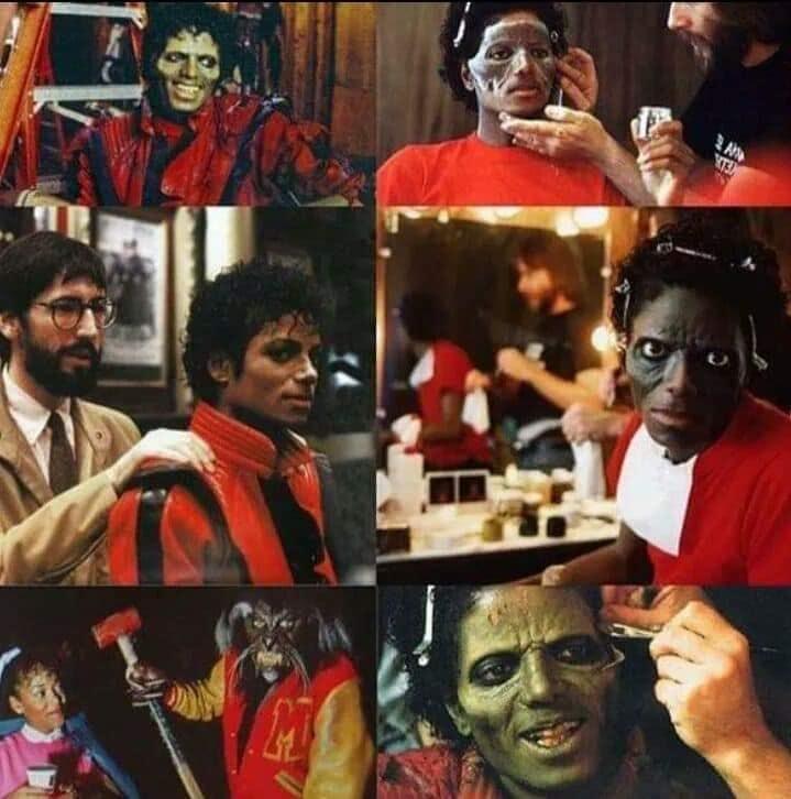 Michael Jackson durante gravações para o clipe Thriller