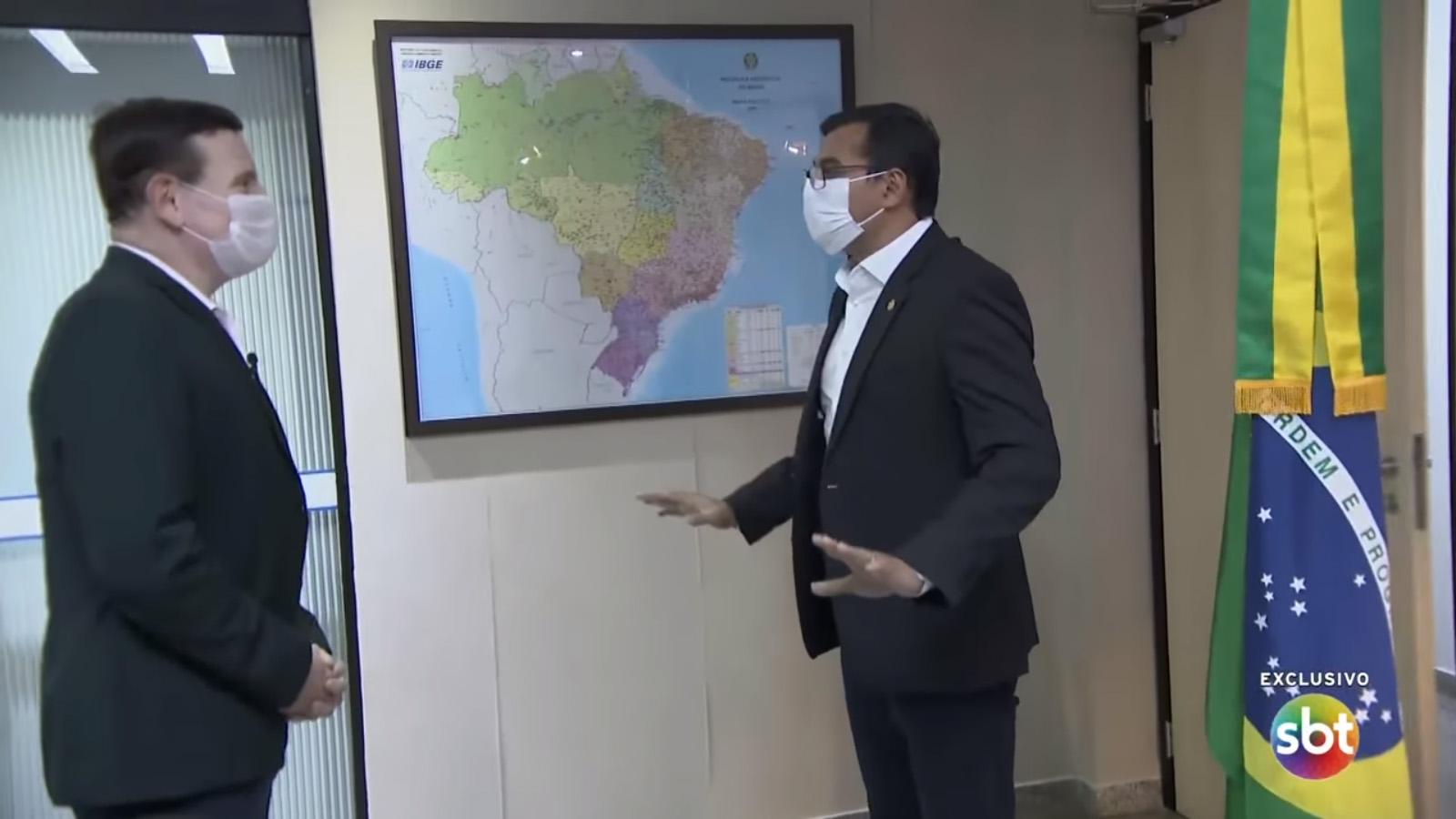 Cabrini conversando com o governador Wilson Lima / Reprodução Youtube