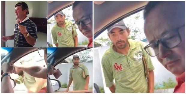Empresário agride pedinte no rosto, chama de "vagabundo", e ainda grava toda a ação.