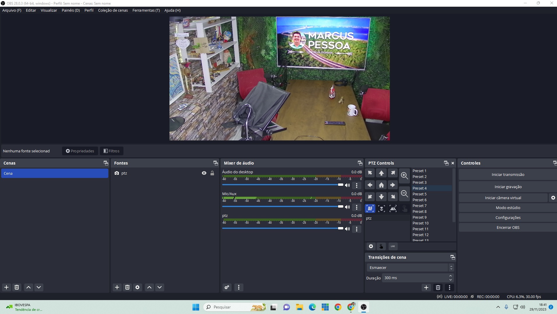 Baixe aqui o aplicativo OBS e o plugin PTZ compatível com a câmera PTZ e aprenda a configurar